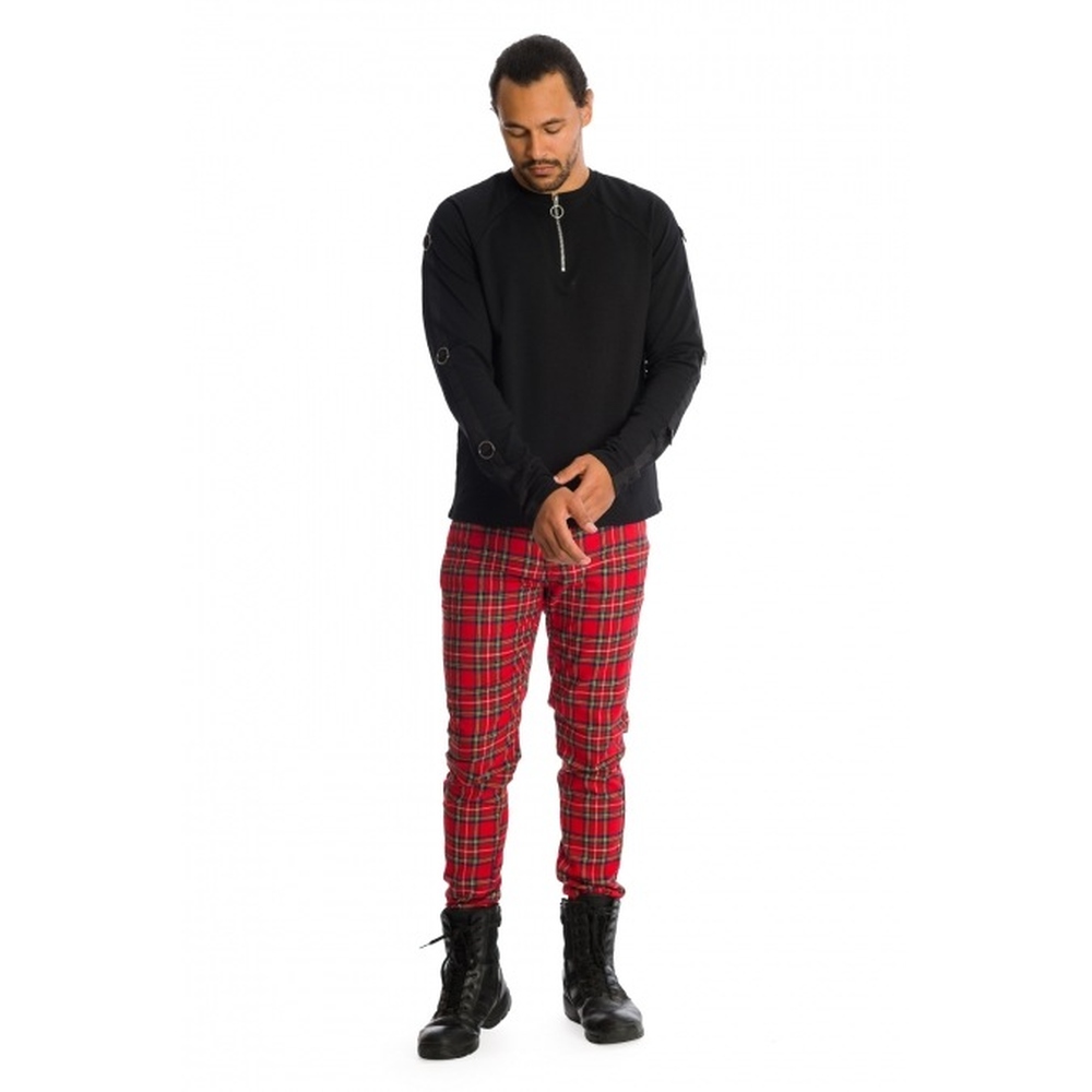 Banned - TARTAN Broek rechte pijpen - Rood